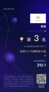 迈点公布商务酒店排行，锦江旗下潮漫酒店连续13个月蝉联榜单前10强